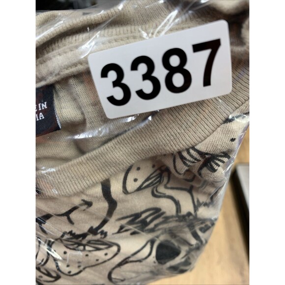 WXYZ Graphic Tee T-Shirt Men's Mushroom Emoji Skulls Crewneck Short Beige Medium - Picture 12 of 12